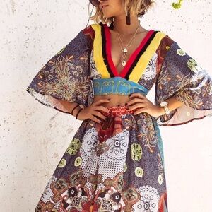 Luxxel Multicolor Maxi Skirt set